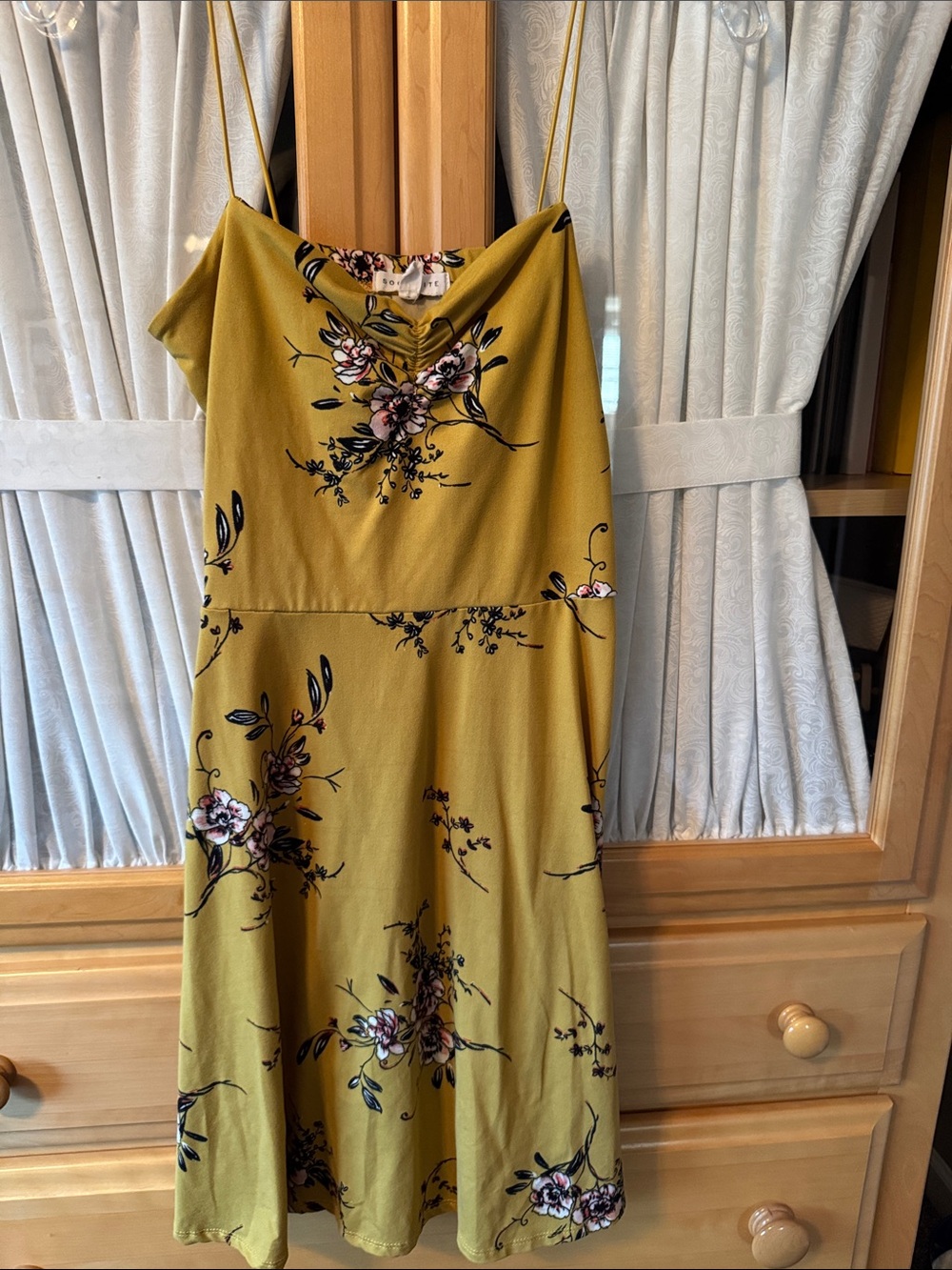 Socialite Mustard Yellow Floral Midi Dress